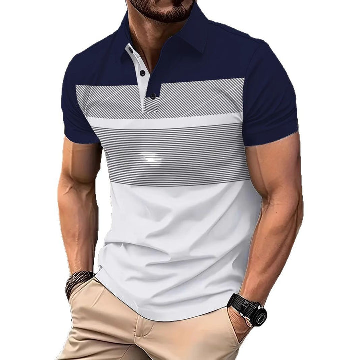Herren Poloshirt mit modernem grafischen Muster Echoarchiv