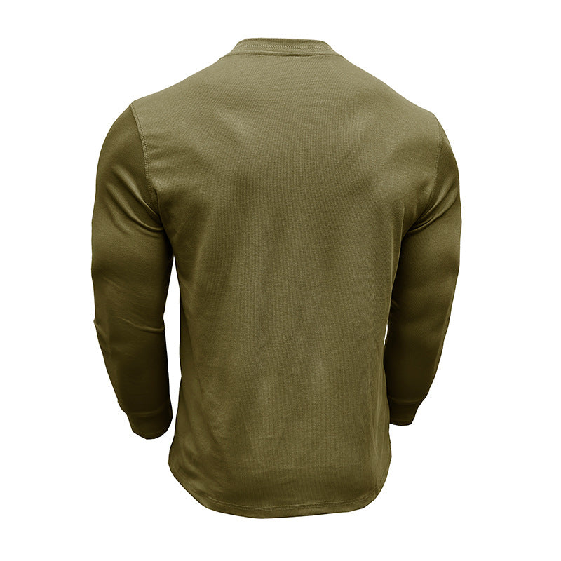 Herren Langarm-Henley-Shirt mit strukturiertem Stoff Echoarchiv