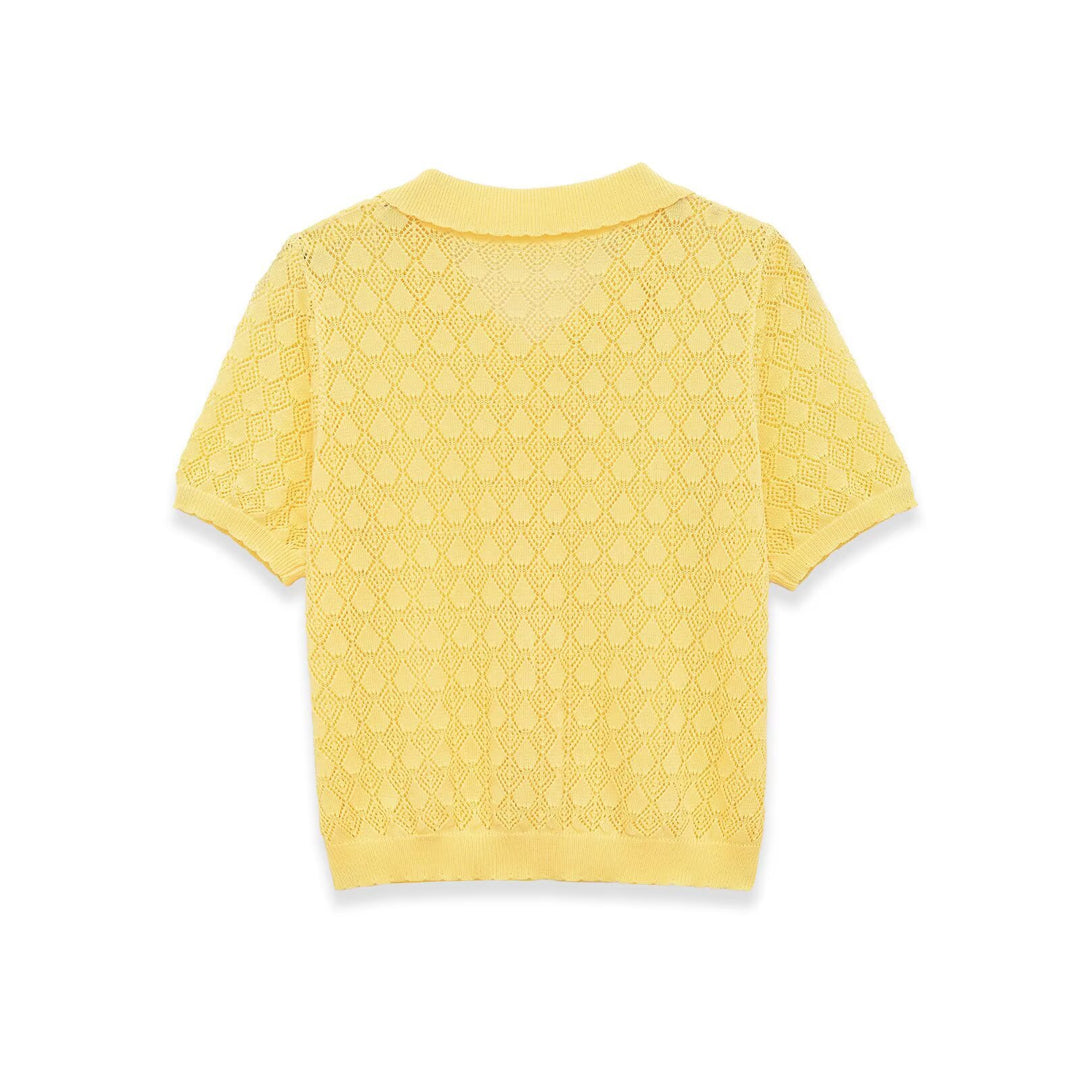 Damen Kurzarmpullover mit luftiger Lochstruktur und elegantem Kragen Echo Archiv