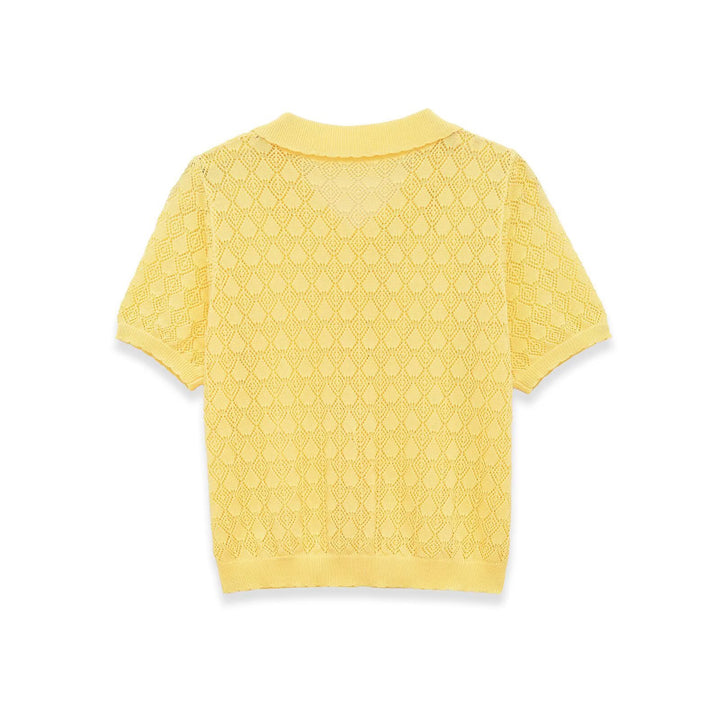 Damen Kurzarmpullover mit luftiger Lochstruktur und elegantem Kragen Echo Archiv