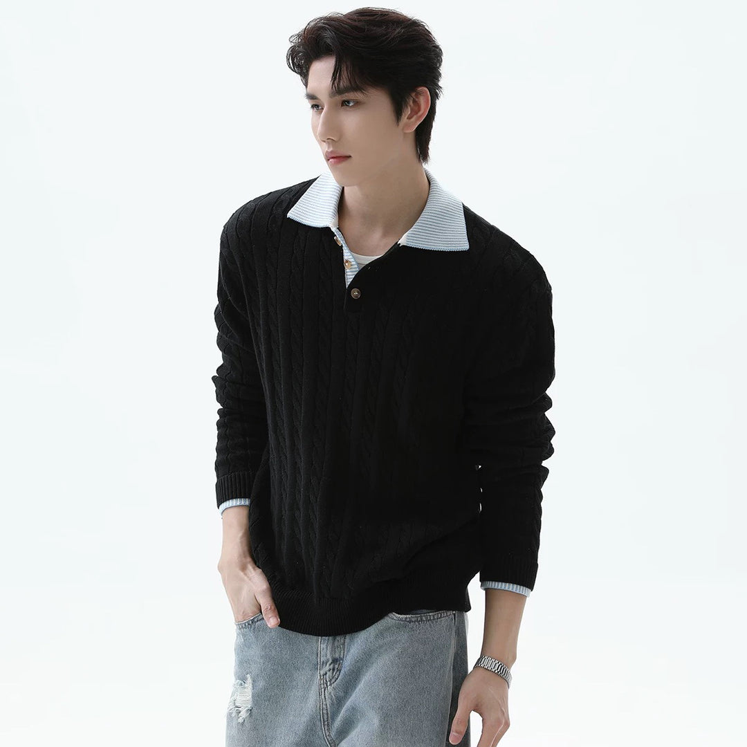 Herren Modischer Strickpullover mit strukturiertem Design Echoarchiv