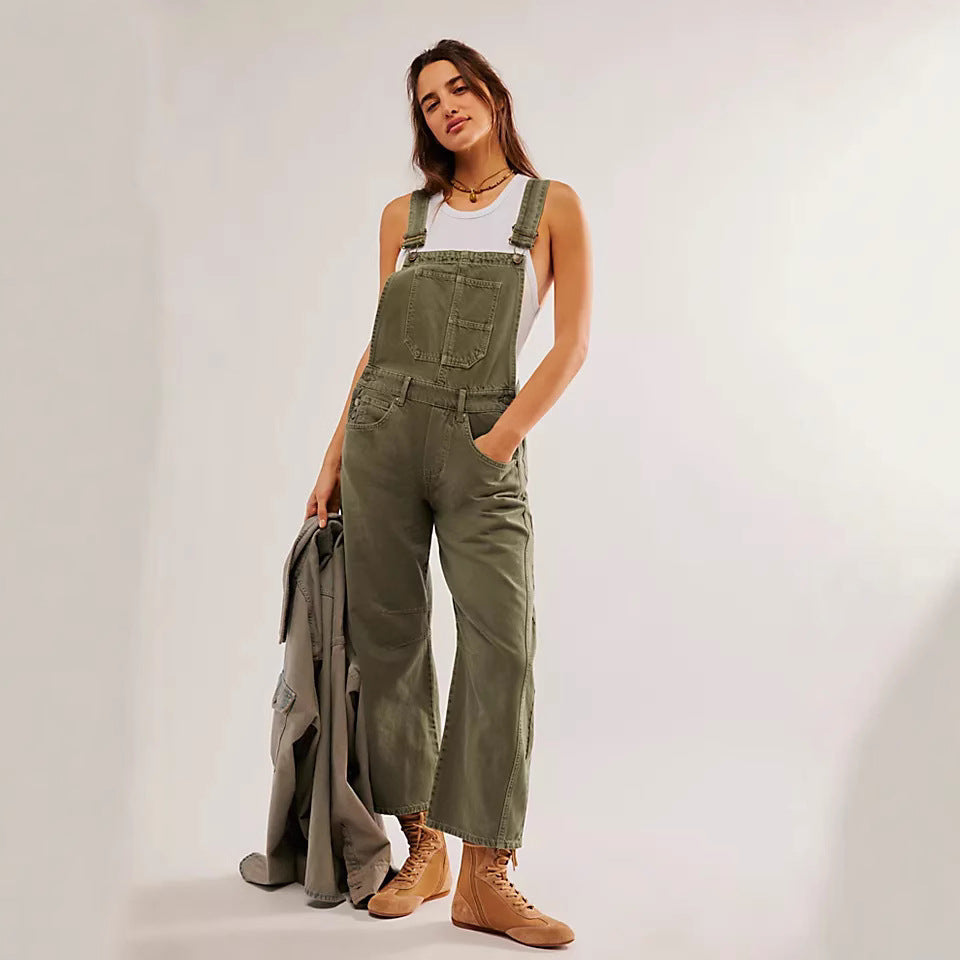 Damen lässige Denim-Latzhose im Echoarchivrnen Schnitt mit verstellbaren Trägern Echoarchiv