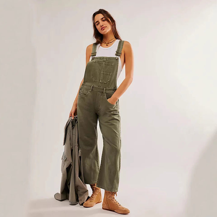 Damen lässige Denim-Latzhose im Echoarchivrnen Schnitt mit verstellbaren Trägern Echoarchiv