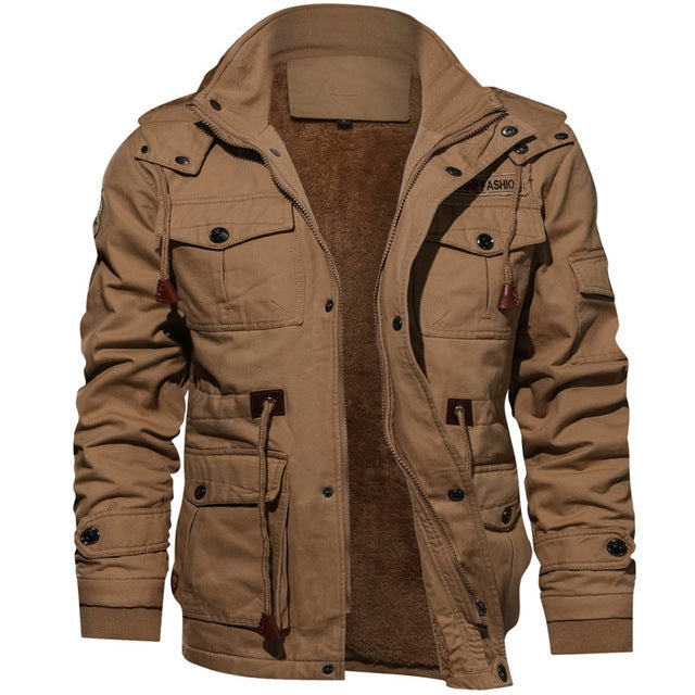 Herren urbaner Thermo-Canvasparka mit durchgehendem Plüschfutter und Utility‑Taschen Echo Archiv