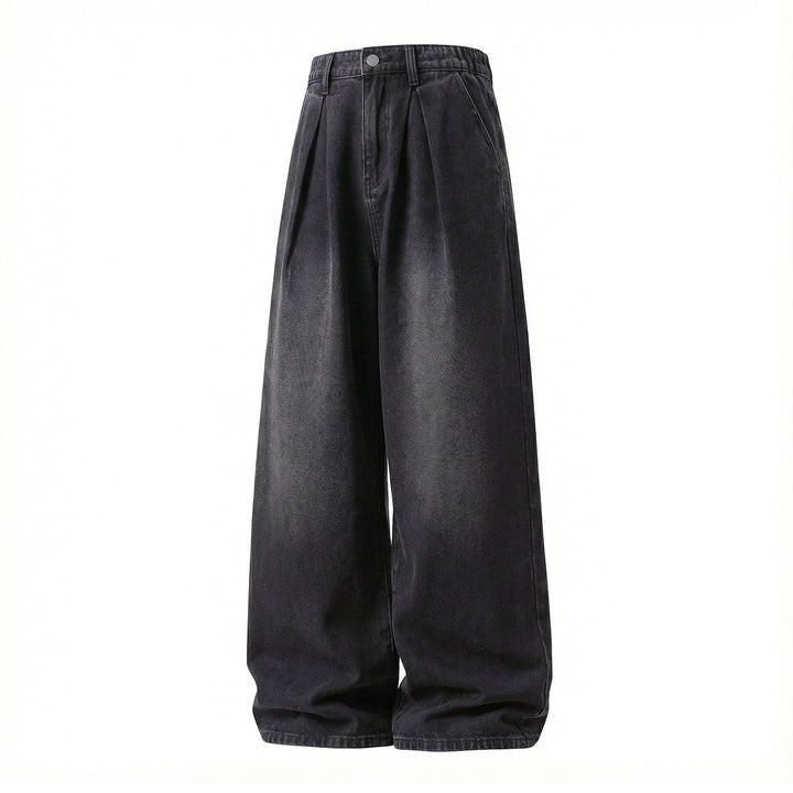 Damen High‑Waist Denim‑Palazzohose mit Bundfalten und weitem Bein Echo Archiv