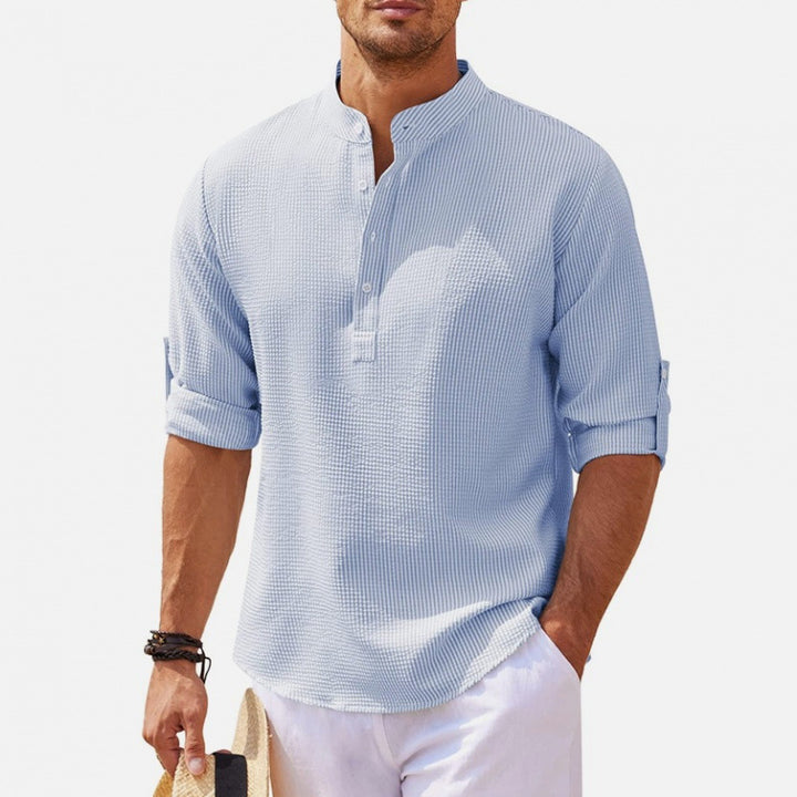 Herren lässiges Hemd mit Knopfleiste und strukturiertem Design Echoarchiv