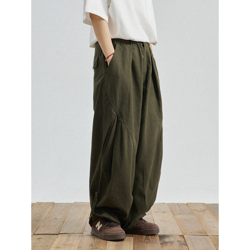 Herren Weite Baggy-Cargo-Hose mit Faltendetails und elastischem Bund Echoarchiv