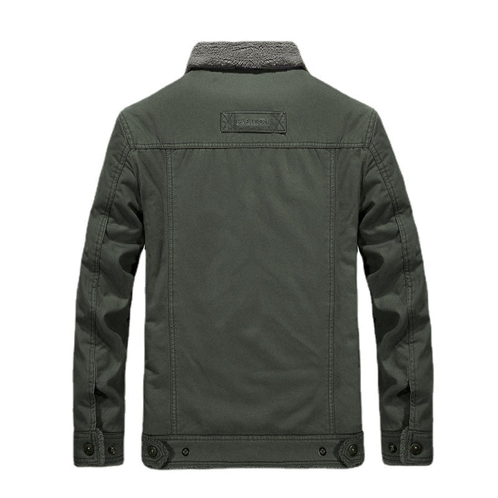 Herren Sherpagefütterte Canvas‑Truckerjacke mit Teddyfutter und Hemdkragen Echoarchiv