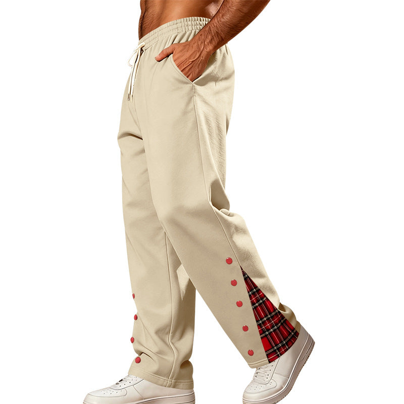Herren Lockere Jogginghose mit Karo‑Einsatz und Druckknopf‑Details Echoarchiv
