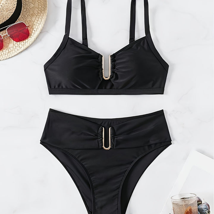 Damen Bikini-Set mit hoch taillierter Hose und dekorativem Schnürverschluss Echo Archiv