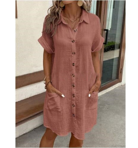 Damen Hemdkleid mit Knopfleiste und praktischen Taschen – Lunéa
