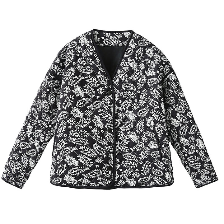 Damen gesteppte Blousonjacke mit Paisley-Steppmuster und leichter Wattierung – Célinea
