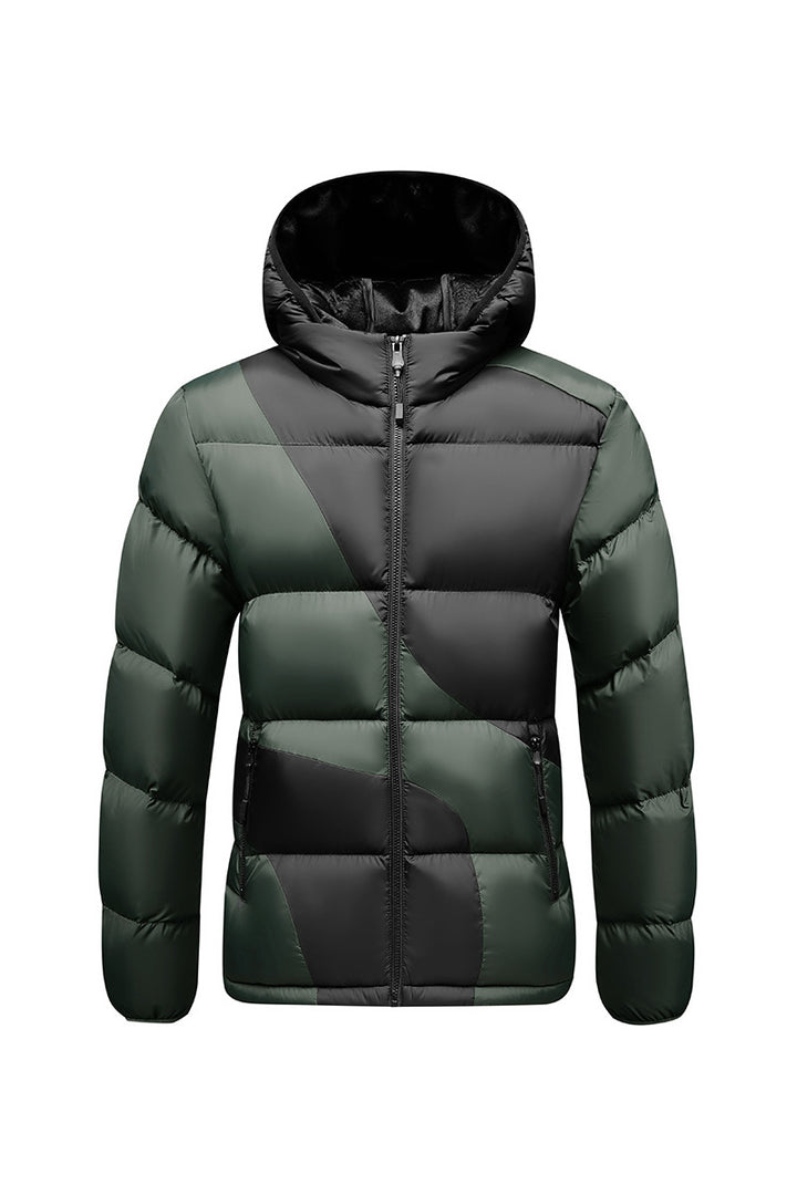 Herren Steppjacke mit kontrastreichen Paneelen, Kapuze und thermischer Synthetikfüllung – Taviero