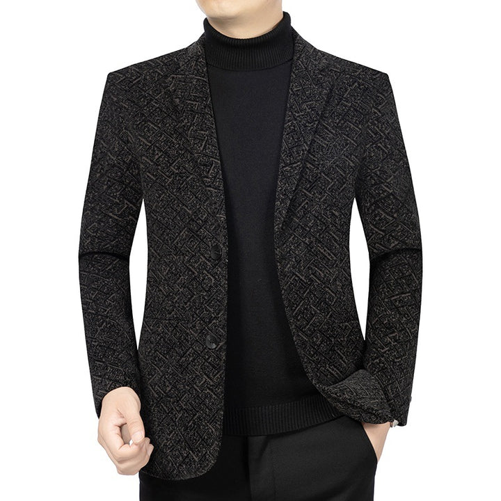 Herren Jacquard-Sakko im City-Stil aus Wollmix, unstrukturiert und halbgefüttert – Tianoro