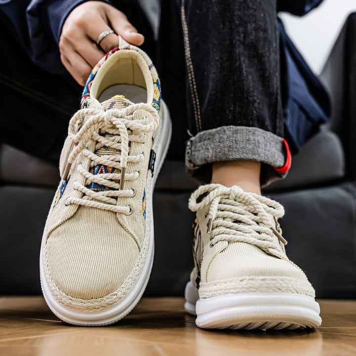 Damen espadrille-inspirierte Plateau-Sneaker mit gewebten Ethno-Einsätzen, seitlichem Reißverschluss und gedämpfter Leichtsohle Echo Archiv