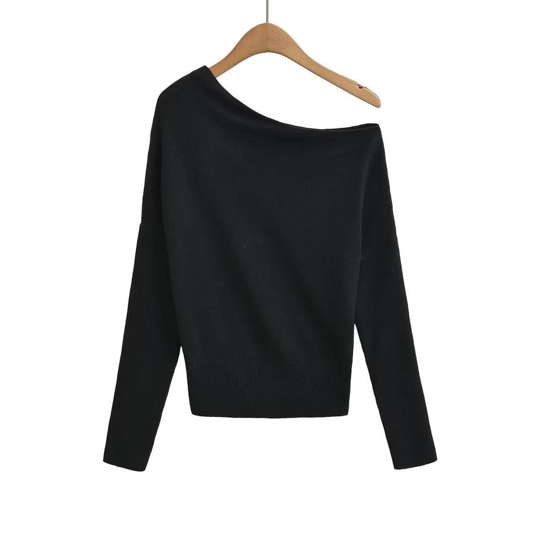 Damen Oversize One-Shoulder Pullover mit Fledermausärmeln und breitem Rippenbund Echoarchiv