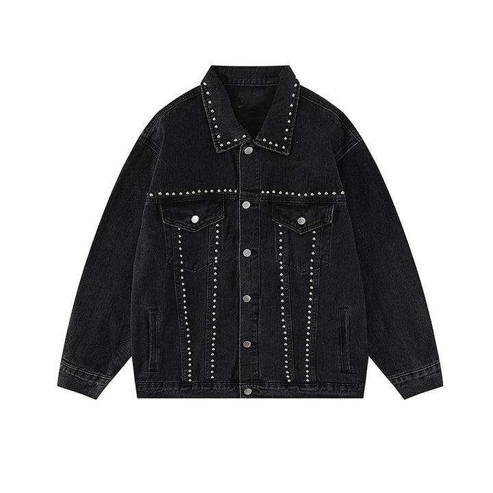 Herren Designer Jeansjacke mit Nieten Echoarchiv