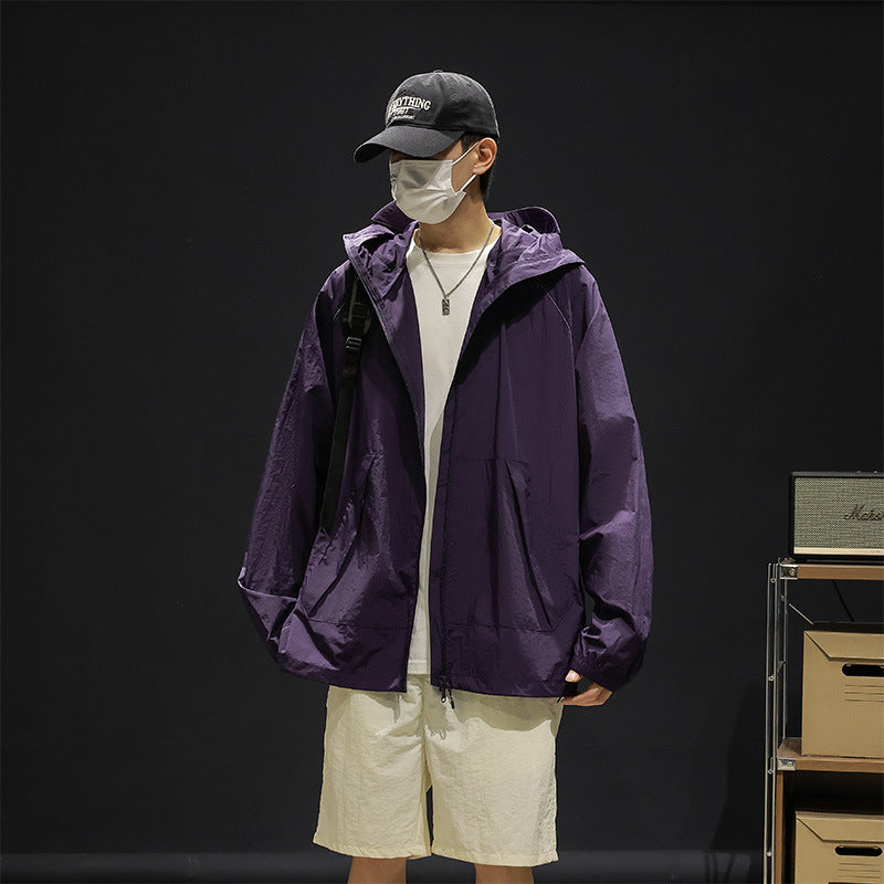 Herren leichte und atmungsaktive Freizeitjacke mit verstellbarem Kapuzenkragen Echoarchiv