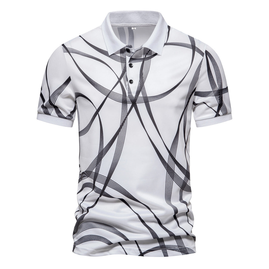 Herren Poloshirt mit modernem grafischen Muster und atmungsaktiver Textiltechnologie Echoarchiv