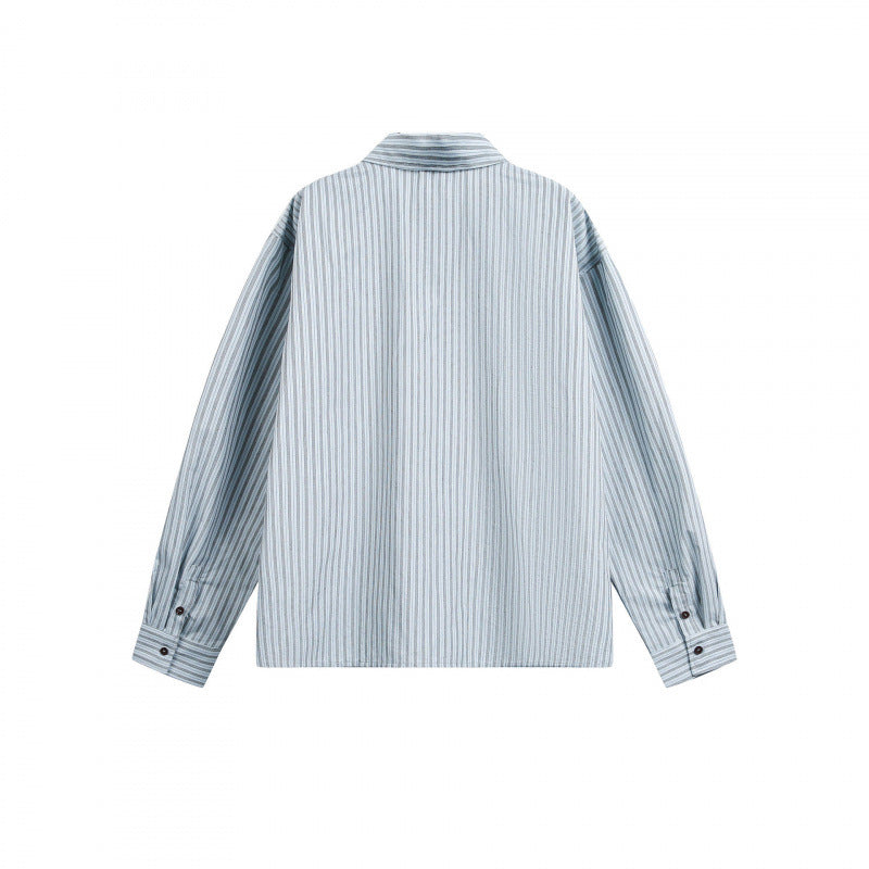Damen Gestreifte Oversize‑Hemdjacke mit verdecktem Reißverschluss und Brusttasche Echo Archiv