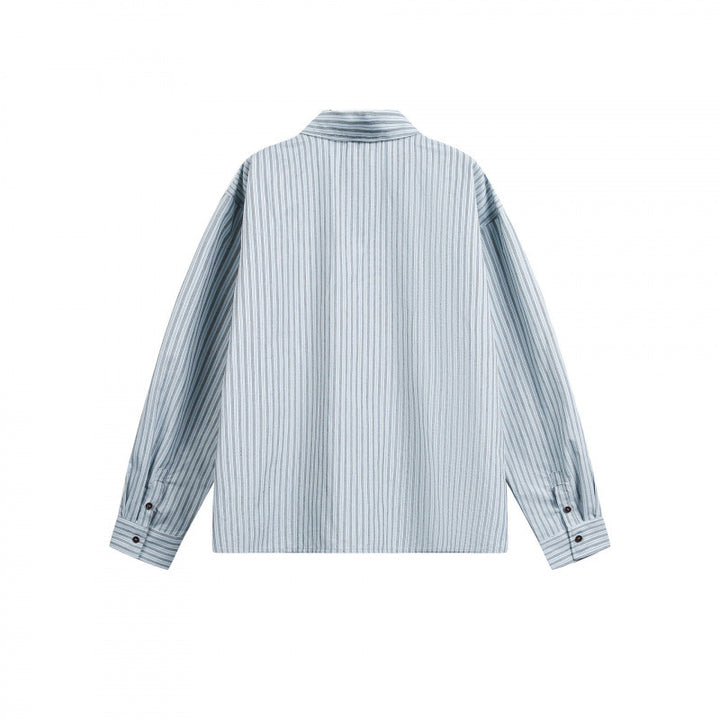 Damen Gestreifte Oversize‑Hemdjacke mit verdecktem Reißverschluss und Brusttasche Echo Archiv