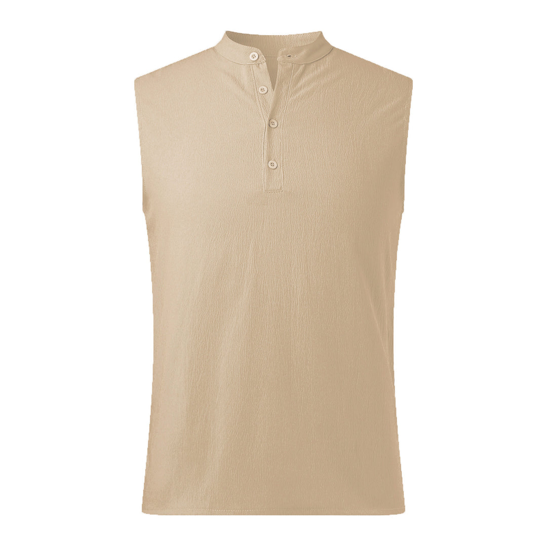 Herren ärmelloses Henley-Shirt mit Knopfleiste Echoarchiv