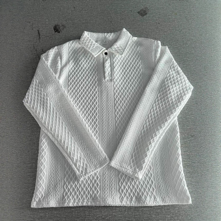 Herren Langarm-Polohemd mit strukturiertem Design und eleganter Knopfleiste Echoarchiv