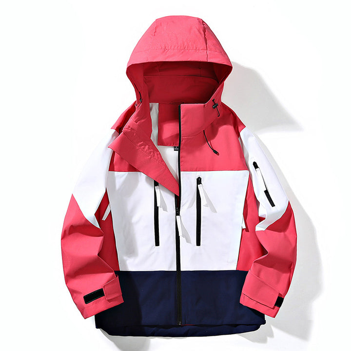 Herren Wasserabweisende Colorblock-Outdoorjacke mit Kapuze, Mehrfach-Reißverschlusstaschen und verstellbaren Bündchen Echo Archiv