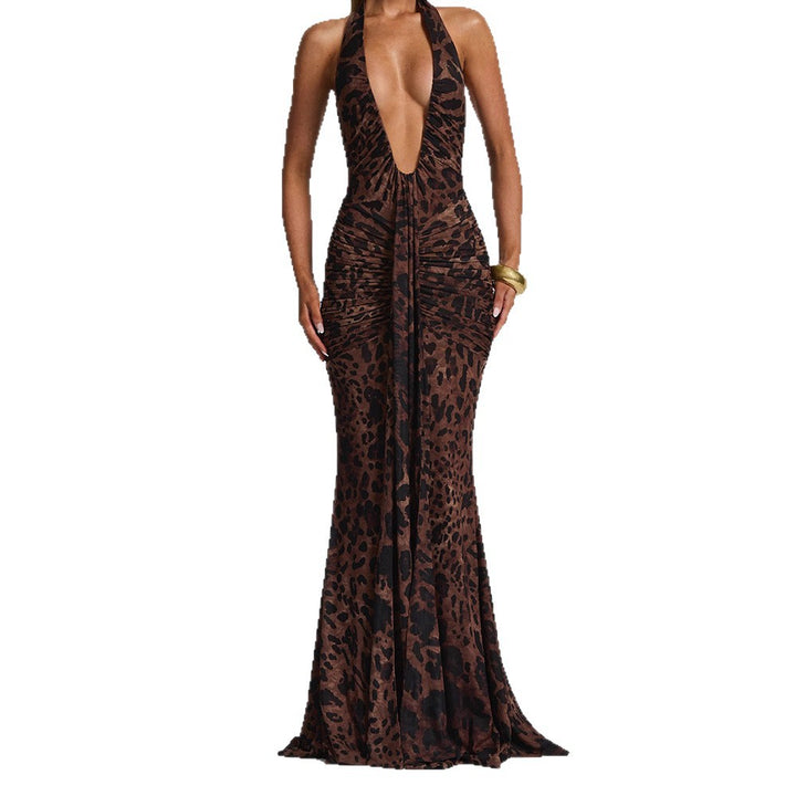 Damen Elegantes Glamour-Kleid mit tiefem V-Ausschnitt und Raffung Echo Archiv