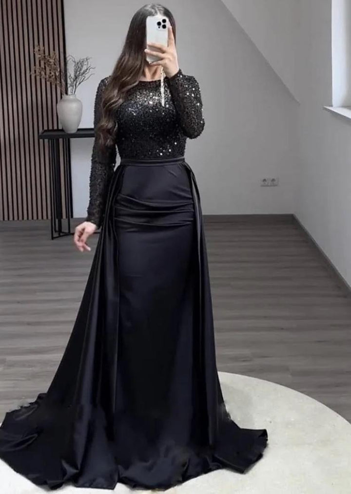 Damen Glamouröses Abendkleid mit Funkelnden Perlen und Fließendem Rock Echoarchiv