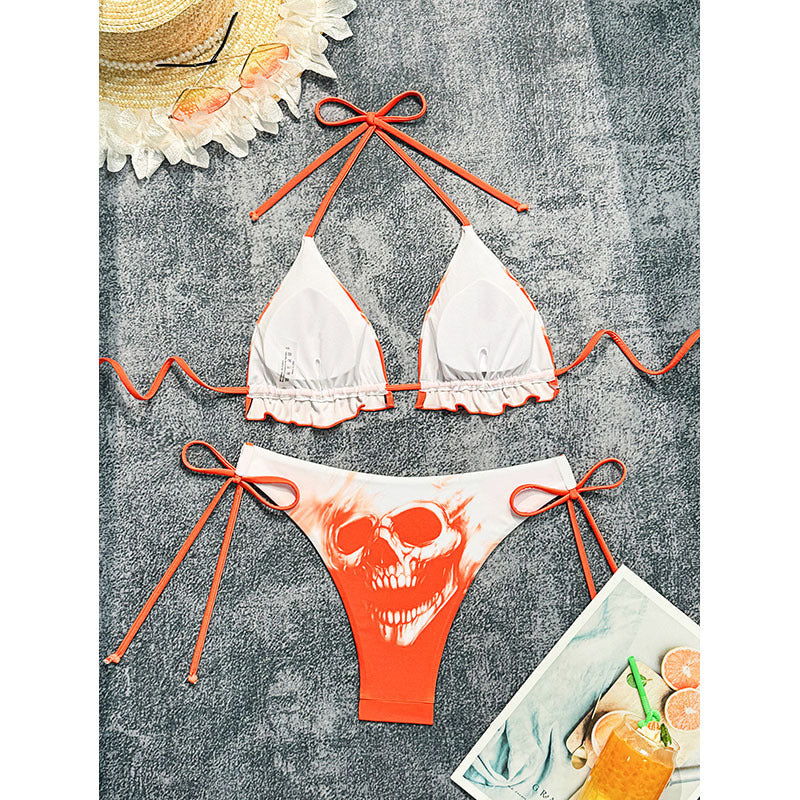 Damen Design-Bikini mit Skulls und Rüschendetails Echo Archiv