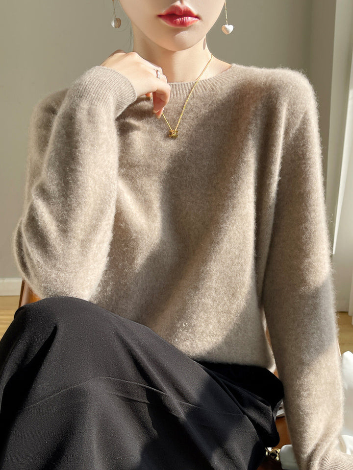 Damen Luxuriöser Kuschelstrick-Pullover mit Rundhals und Mohair-Optik Echoarchiv