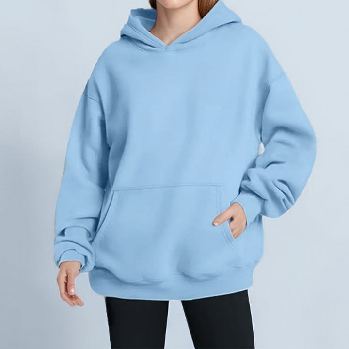 Damen nan lockerer Kapuzenpullover aus French Terry mit tiefer Schulterpassform und Kängurutasche Echo Archiv
