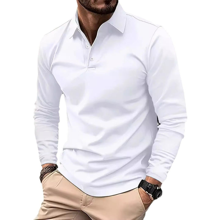 Herren elegantes Langarm-Polohemd mit modischem Kragen Echoarchiv
