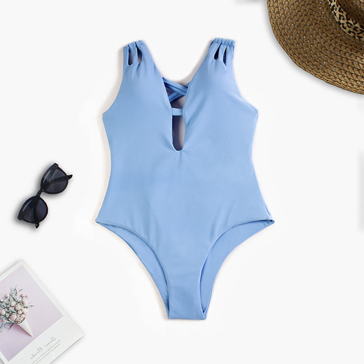 Damen Cut-Out Badeanzug mit modischen Kreuzträgern Echo Archiv