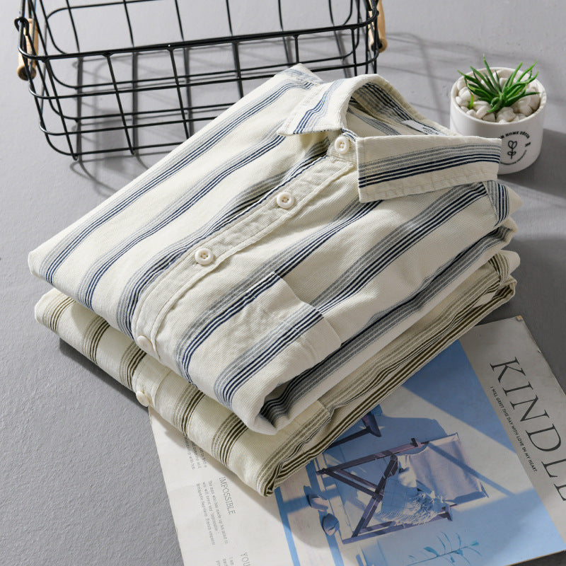 Herren Freizeithemd im Overshirt‑Stil aus leichtem Baumwollmix mit vertikalen Streifen Echoarchiv