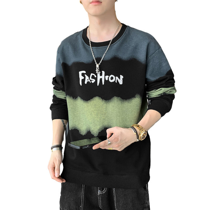 Herren Oversize Sweatshirt mit Batik-Effekt, Rundhals und Print – Marzano