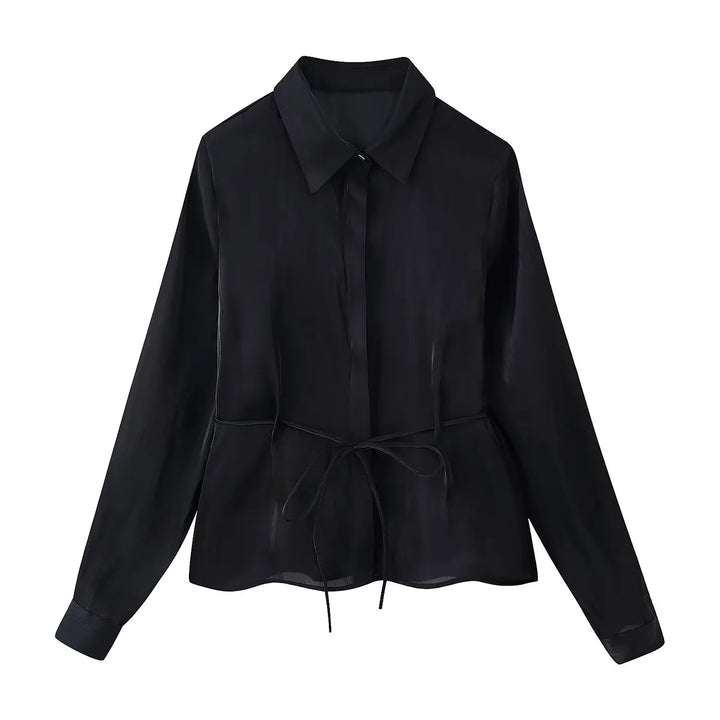 Damen nan taillierte Hemdbluse mit Schößchen, Hemdkragen und Manschetten Echo Archiv