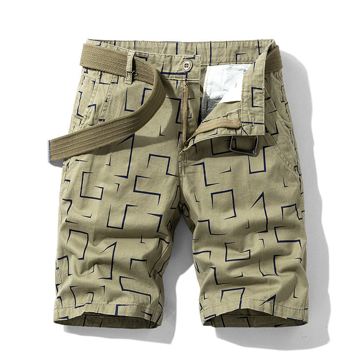 Herren Cargoshorts mit modischem geometrischem Muster und elastischem Bund Echoarchiv