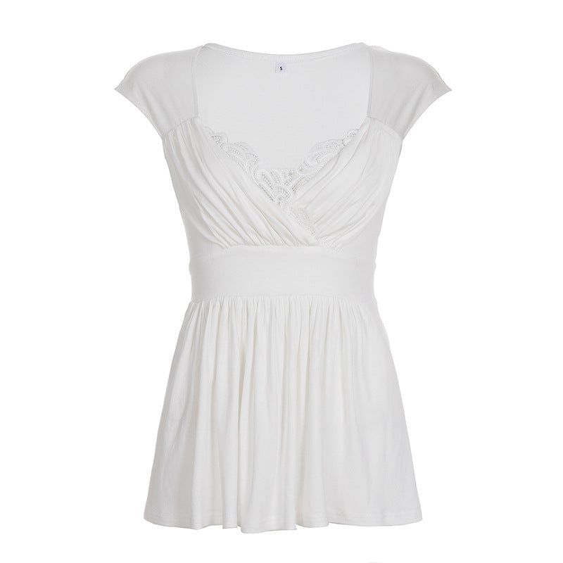 Damenkleid mit raffinierter Spitzenapplikation und weich fließendem Stoff Echo Archiv