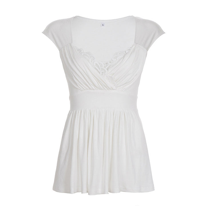 Damenkleid mit raffinierter Spitzenapplikation und weich fließendem Stoff Echo Archiv