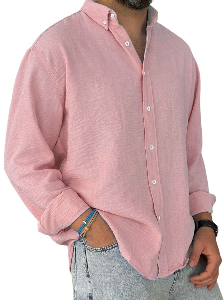 Herren nan leichtes Baumwoll-Leinen-Hemd mit Button-Down-Kragen und entspannter Relaxed-Fit Echo Archiv