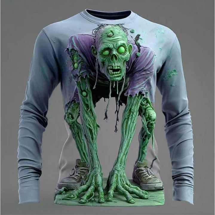 Herren Langarmshirt mit 3D Zombie-Motiv Echoarchiv