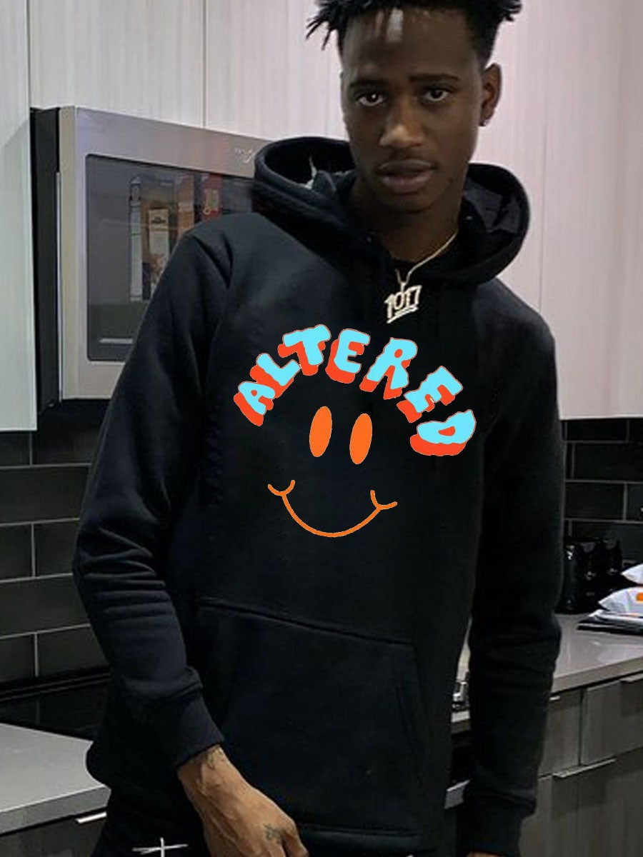 Herren Kapuzenpullover mit auffälligem Smiley-Print und bequemer Passform Echoarchiv
