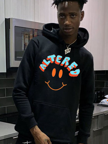 Herren Kapuzenpullover mit auffälligem Smiley-Print und bequemer Passform Echoarchiv