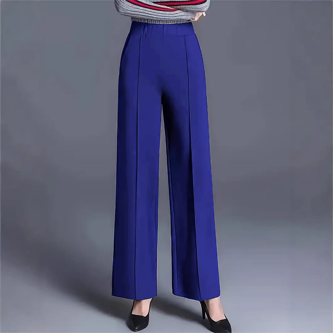 Damen Elegante hochtaillierte Palazzo-Hose mit Bügelfalte und weitem Bein Echoarchiv
