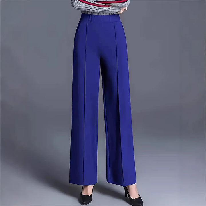 Damen Elegante hochtaillierte Palazzo-Hose mit Bügelfalte und weitem Bein Echoarchiv