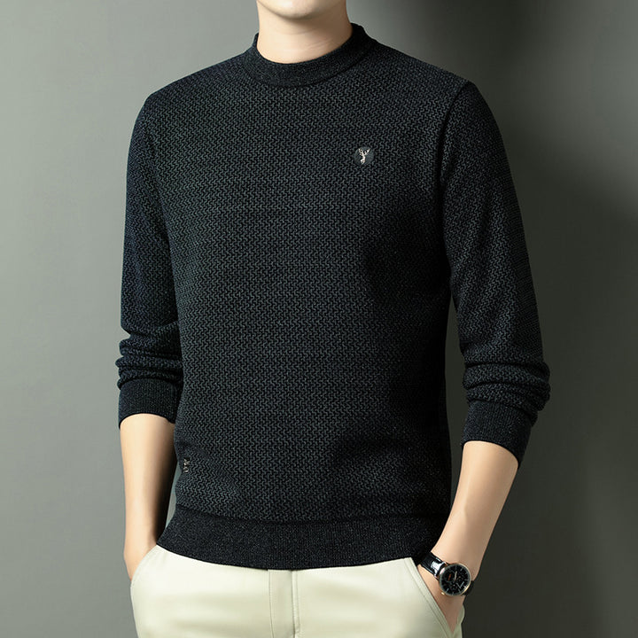 Herren Strukturierter Pullover mit Rundhalsausschnitt und hochwertiger Stricktextur Echoarchiv