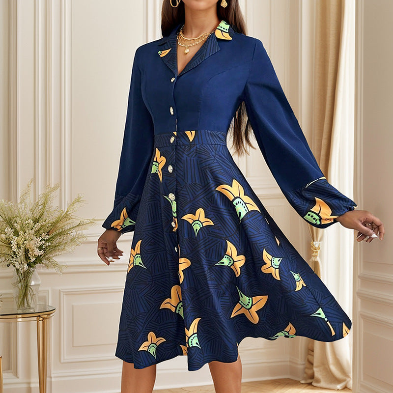 Damen Elegantes Midi-Kleid mit floralem Muster und Knopfleiste Echo Archiv