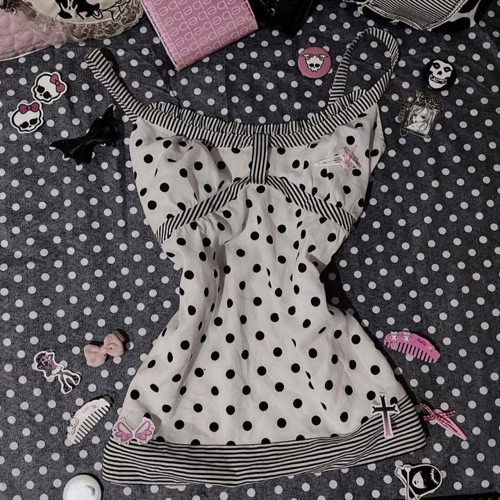 Damen Charmantes Polka-Dots Top Echo Archiv